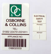 Bar Code System of Labelling - Portable Appliances that have been PAT Tested are labelled with the PAT Test results and date of next PAT Test